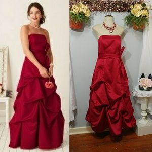 David's Bridal Apple Red pick-up skirt Gown